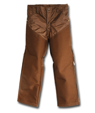 These pants are made with 420 Denier Nylon and have 1000 Denier Magnatuff on the front and up to the knees on the back. Features include leg zippers, zipper fly, 4 deep pockets, and rivets on stress points. Made in U.S.A.