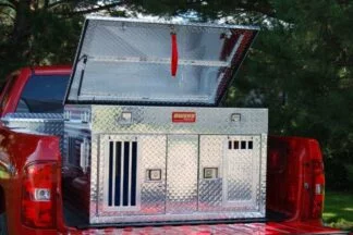 Double Compartment Dog Box with Top Storage