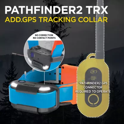 The PATHFINDER2 TRX GPS Collar is a tracking only collar and does not include contact points nor feature e-collar functions. Users can pair up to 21 dog collars to the PATHFINDER2 system.