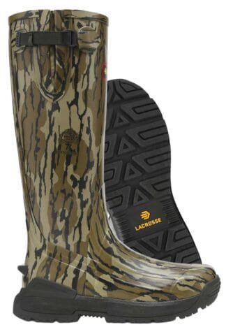 Mossy Oak Bottomland Burly Aero Boot with Frogleg chap options.