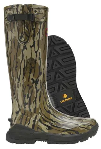 Mossy Oak Bottomland Burly Aero Boot with Frogleg chap options.