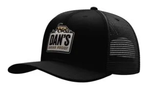 NEW Dan’s trucker hat featuring cotton/poly front and mesh back